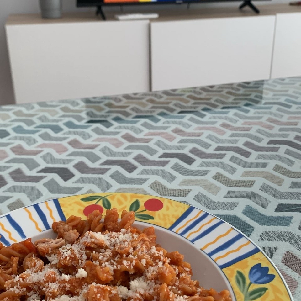 Macarrones de lentejas con atún y sofrito Macarrones de lentejas con atún y sofrito