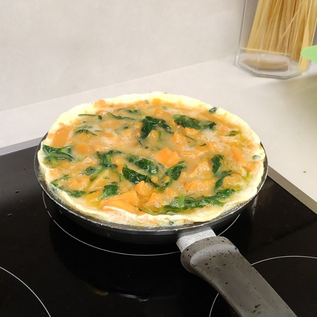 Tortilla de calabaza y espinaca Paso 3 Tortilla de calabaza y espinaca Paso 3