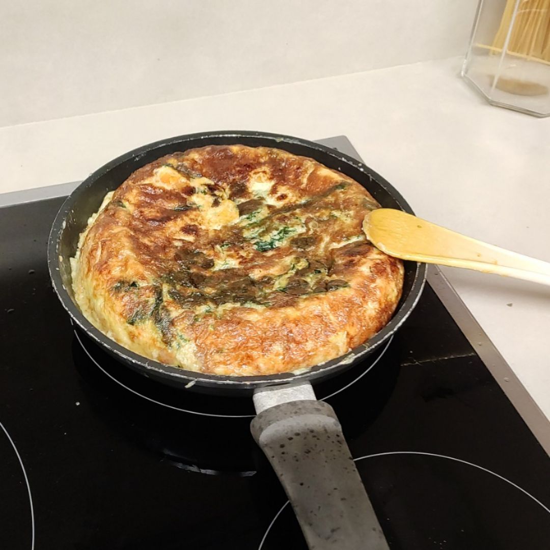 Tortilla de calabaza y espinaca Paso 4 Tortilla de calabaza y espinaca Paso 4