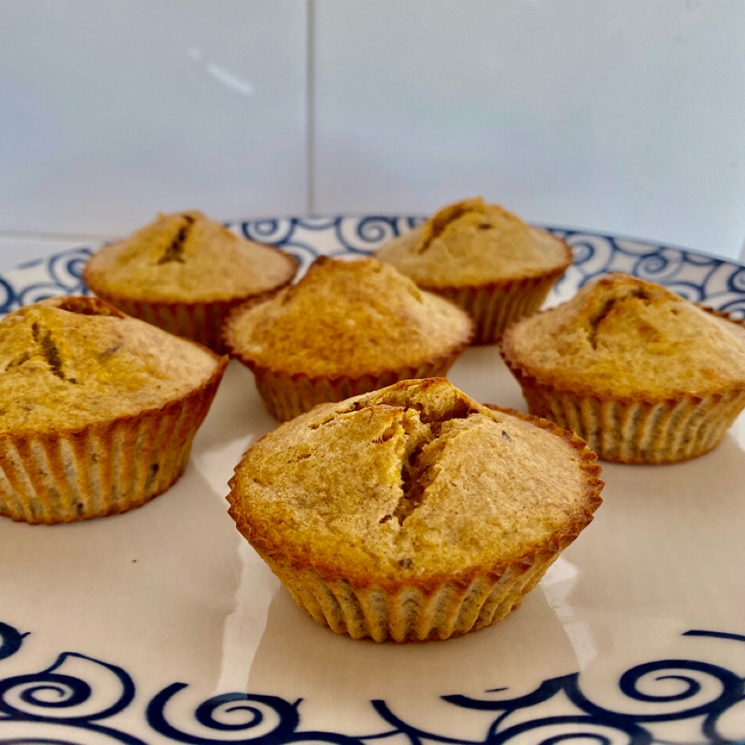 Magdalenas de platano y avena 