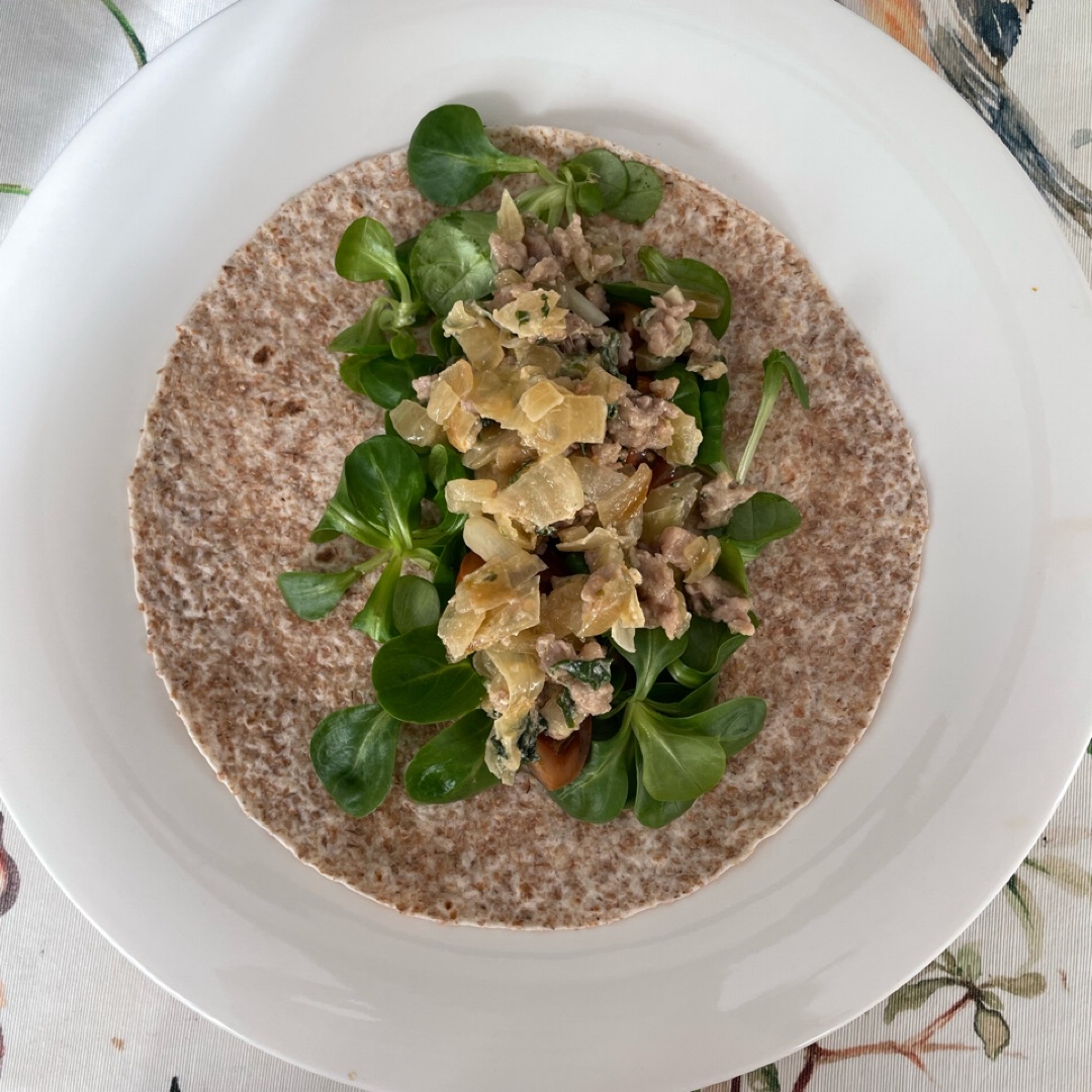 Fajita de pavo y espinacas