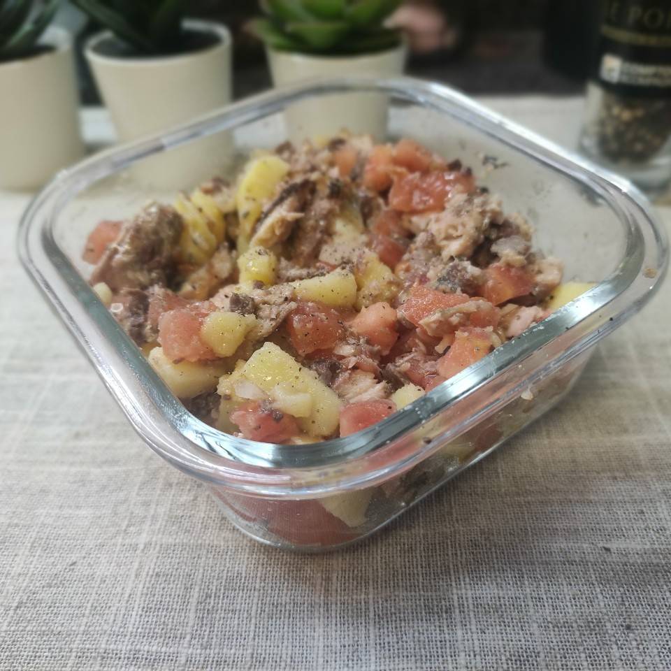 Ensalada de patata prebiotica y sardinas Ensalada de patata prebiotica y sardinas