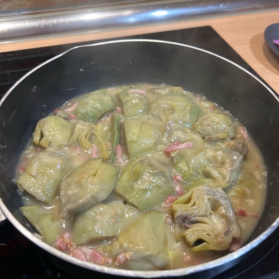 Alcachofas con bacon Alcachofas con bacon