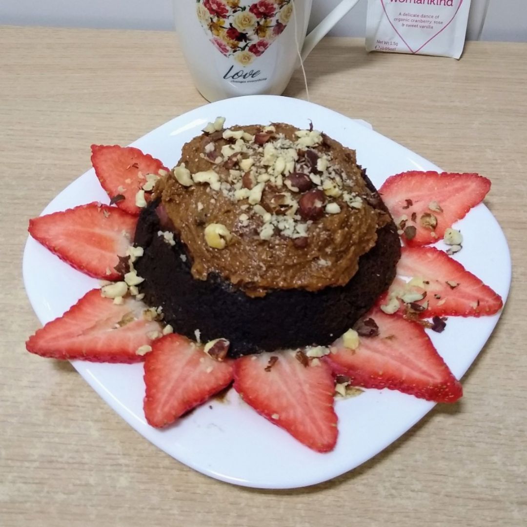 Mug cake corazón de fresa. Mug cake corazón de fresa.