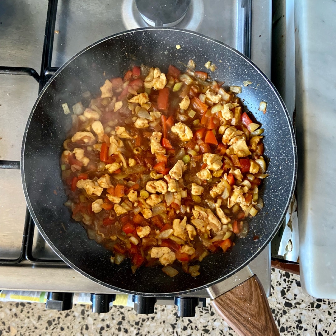 🍝 Espaguetis integrales con verduras y pollo Paso 3 🍝 Espaguetis integrales con verduras y pollo Paso 3