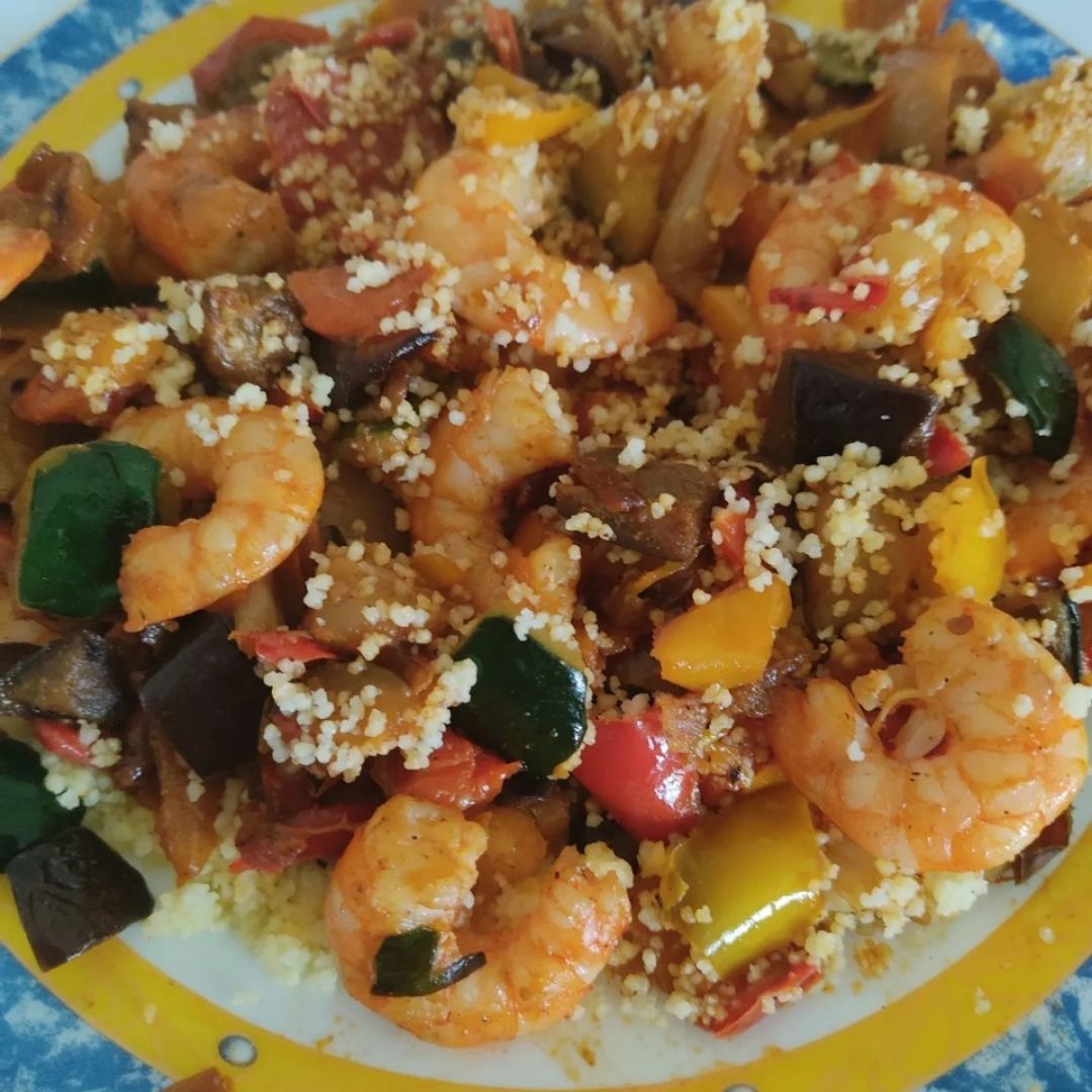Cuscús con langostinos Cuscús con langostinos