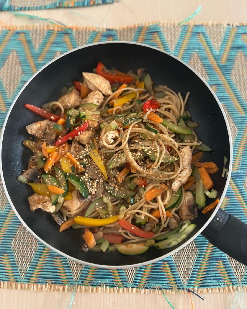 Wok de pollo y verduras salteadas Wok de pollo y verduras salteadas