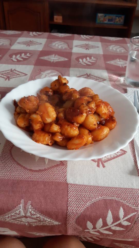 Gnoquis con calabacin. Gnoquis con calabacin.