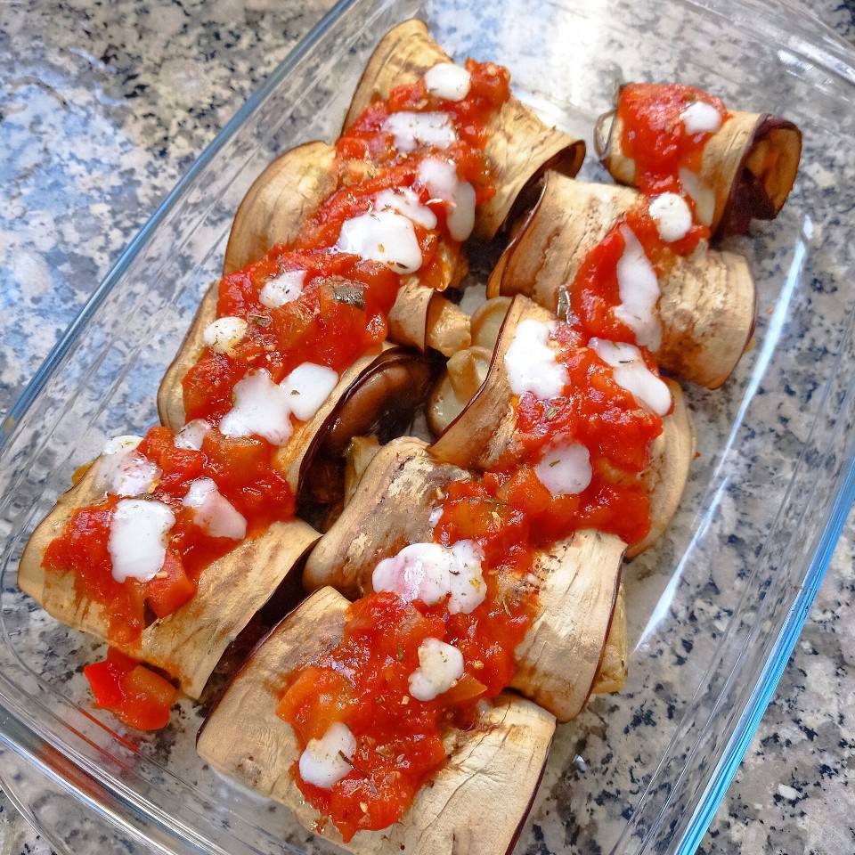 Rollitos de berenjena 🍆 con salteado especial 😍