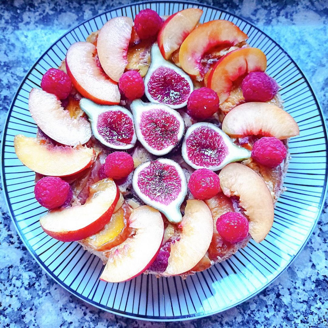 Cheesecake de 3 quesos 🐐🐃🍚 y frutas 🍑❤️