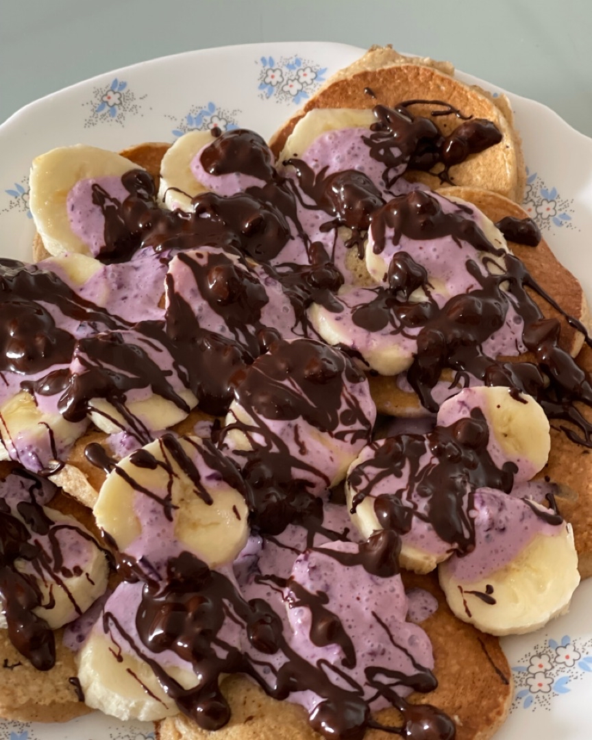 Mini tortitas con yogurt y chocolate