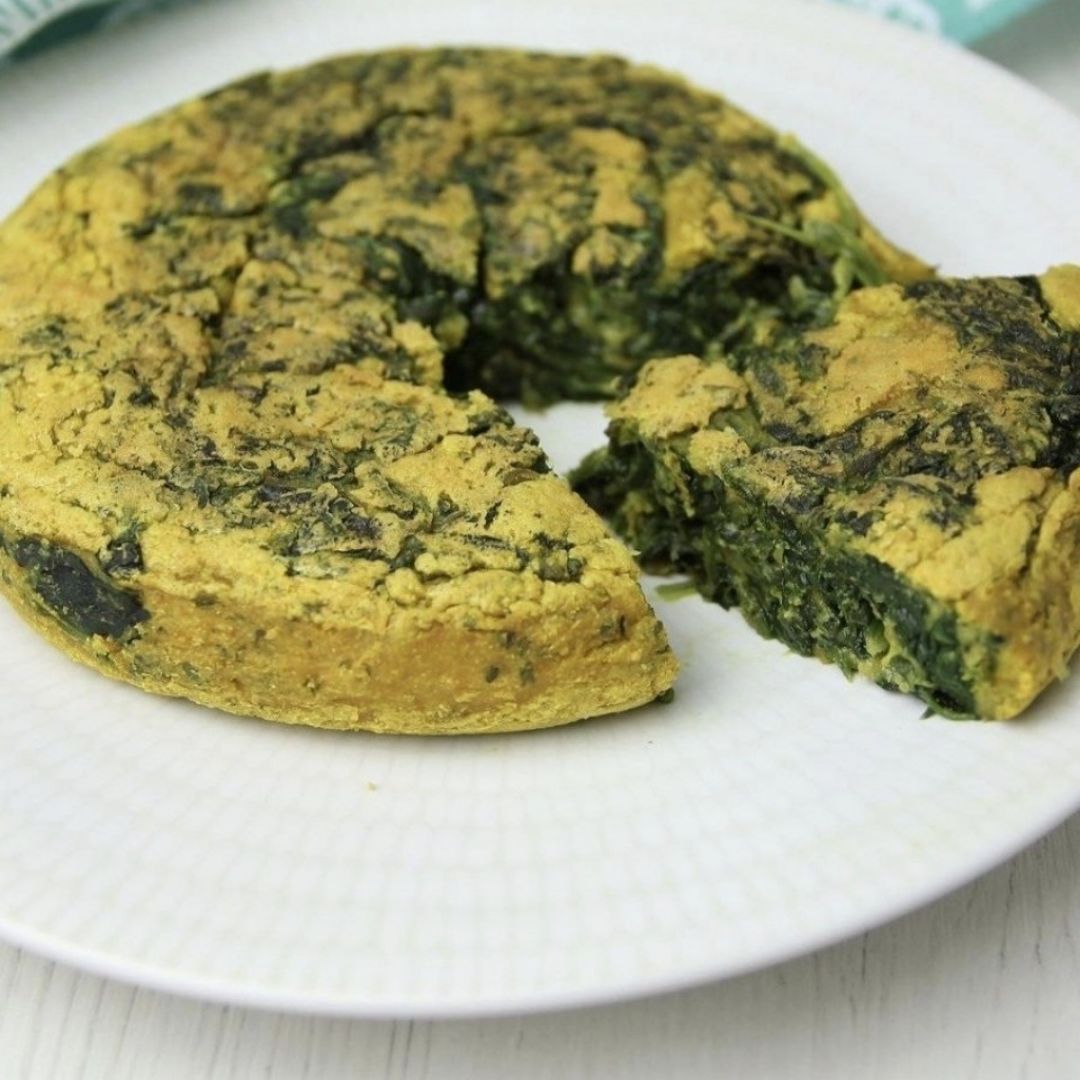 Tortilla vegana de espinacas Tortilla vegana de espinacas