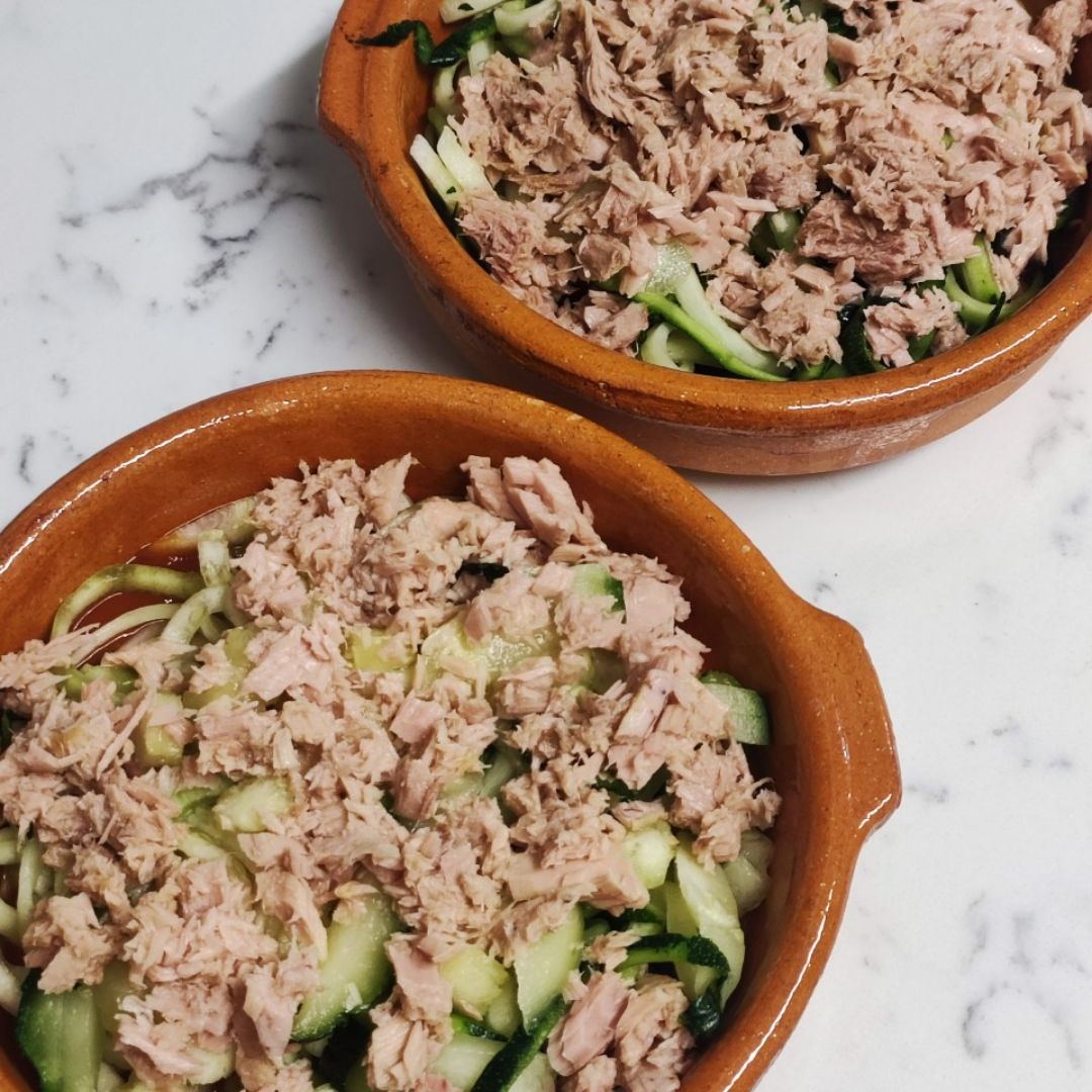 Calabacetis con atún al horno 🥒🐟🧀 Paso 4 Calabacetis con atún al horno 🥒🐟🧀 Paso 4