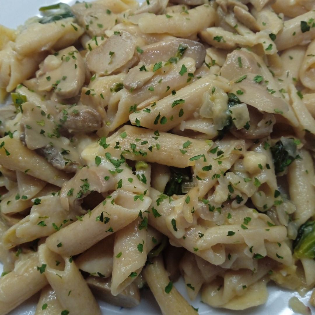 Macarrones con champiñones y espinacas Paso 3