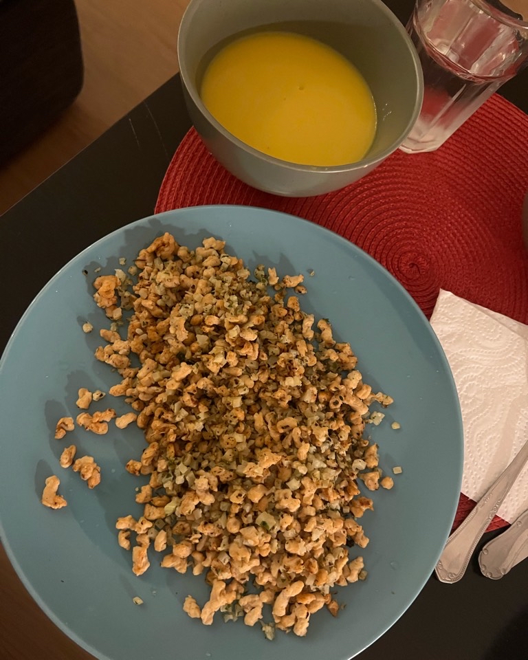 Soja texturizada con coliflor y pure🤤 Soja texturizada con coliflor y pure🤤