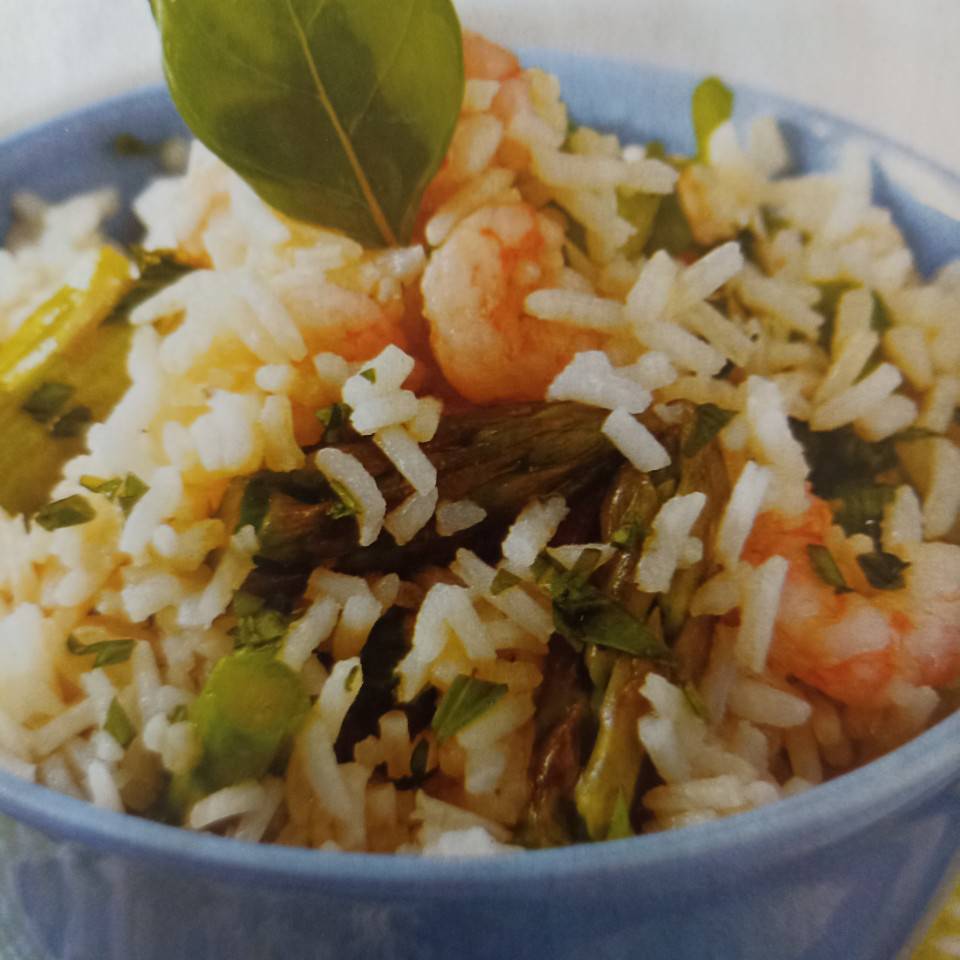 Arroz con gambas y verduras