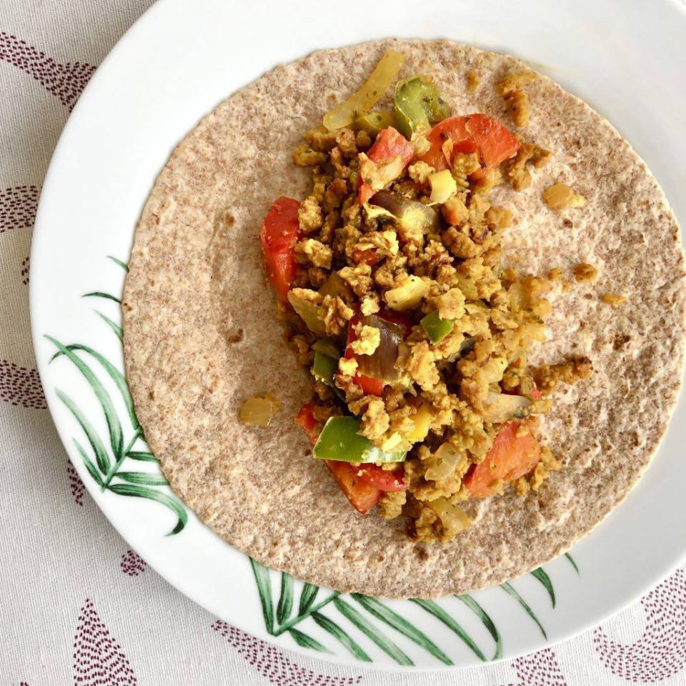Fajitas de soja texturizada y verduras Fajitas de soja texturizada y verduras