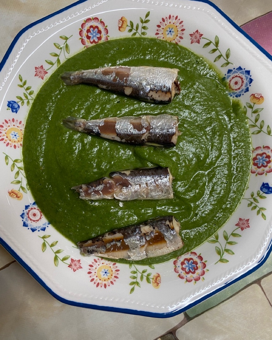 Crema de coliflor y espinacas 