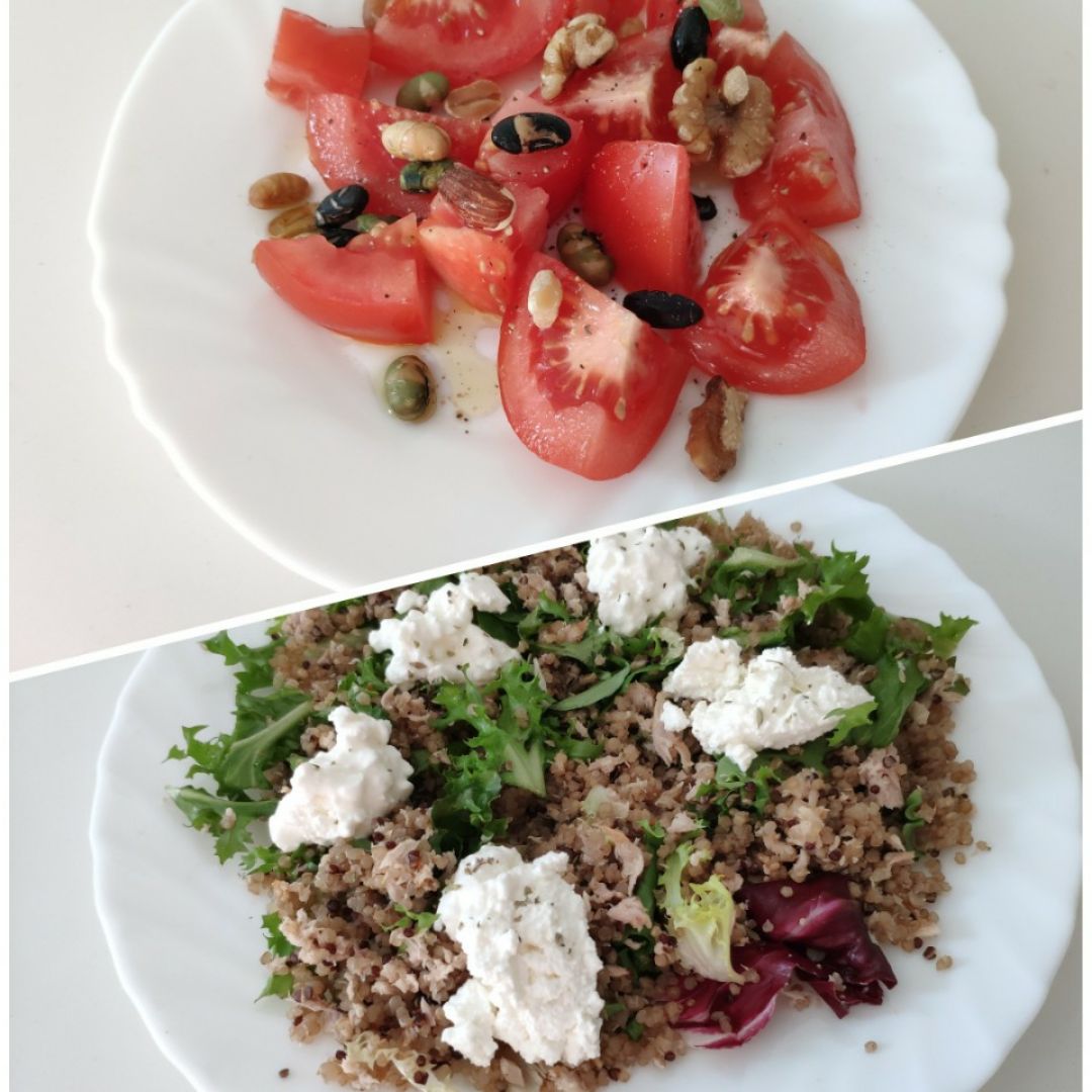 Quinoa al queso cottage con atún y su verdura. Quinoa al queso cottage con atún y su verdura.